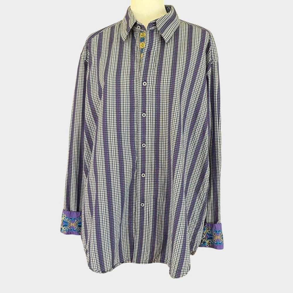 Robert Graham Plaid Embroidered Button Down Shirt XL